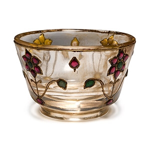 Glass Flower Bowl with Rubies