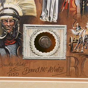 Silver Roman Coin and Limited Edition Framed Print