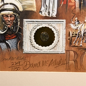 Bronze Roman Coin and Limited Edition Framed Print