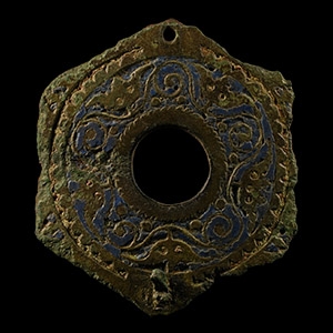 Romano-British Enamelled Bronze Lid of a Pyxis