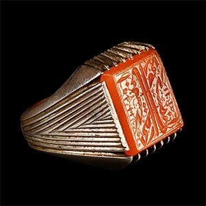 Qajar Inscribed Gemstone in Silver Ring