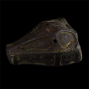 Viking Bronze Boars Head Brooch with Cross