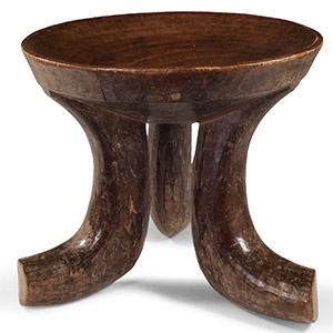 African Tribal Wooden Three-Legged Stool