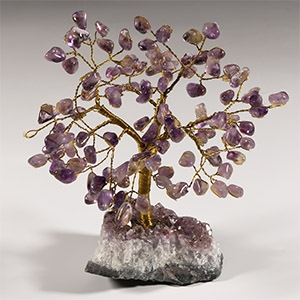 Natural History - Amethyst Gem Tree on Amethyst Crystal Geode Section