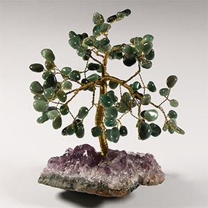 Natural History - Aventurine Gem Tree on Amethyst Crystal Geode Section