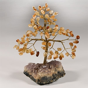 Natural History - Citrine Gem Tree on Amethyst Crystal Geode Section