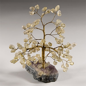 Natural History - Quartz Gem Tree on Amethyst Crystal Geode Section