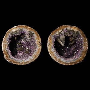 Natural History - Cut and Polished Amethyst Crystal Geode Pair