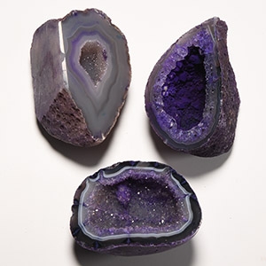 Natural History - Purple Agate Crystal Geode Cut Half Group