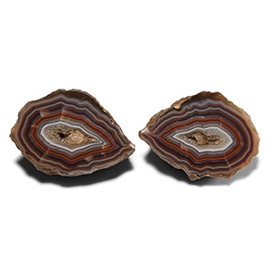Natural History - Large Size Cut and Polished Malawi Agate Crystal Geode Pair