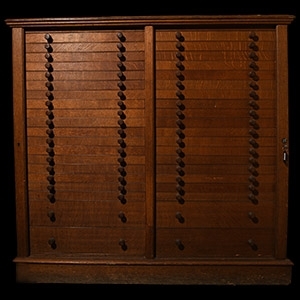 Very Large Antique Oak Double Collectors Cabinet