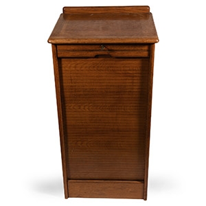 Oak Collectors Cabinet with Roll Front
