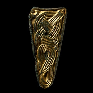 Anglo-Saxon Gilt Bronze Interlaced Belt Mount