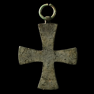 Byzantine Bronze Inscribed Cross Pendant