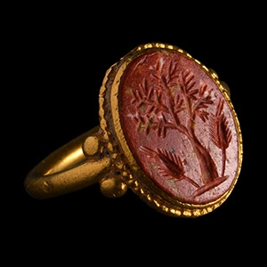 Byzantine Gold Ring with Red Gemstone