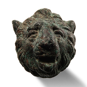 Roman Bronze Lion Head Finial