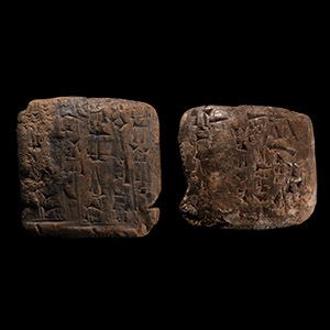Mesopotamian Cuneiform Tablet Group with Administrative Tablet and a King Šu-Sin Tax Text