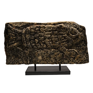 Limestone Pictish Type Fish Carving