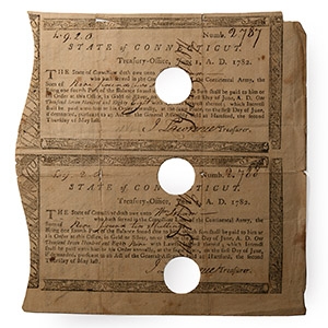 Banknotes - USA - Connecticut Treasury Office 1782 - Line Bond Se-Tenant Pair