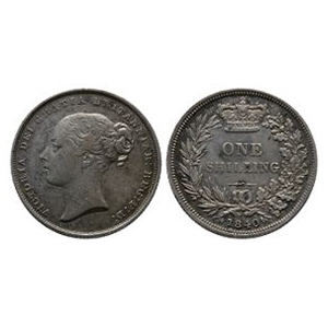 English Milled Coins - Victoria - 1840 - Young Head Shilling