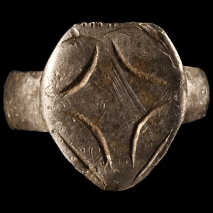Medieval Silver Ring with Shield-Shaped Bezel