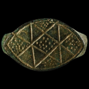 Medieval Bronze Ring with Triangles