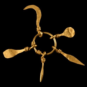 Viking Age Gold Ring with Five Pendants