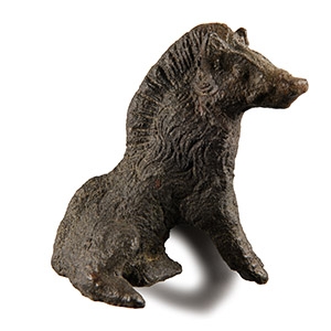 Roman Bronze Seated Wild Boar Statuette