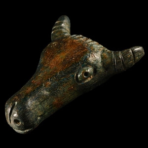 Iron Age Celtic Bronze Bulls Head Mount