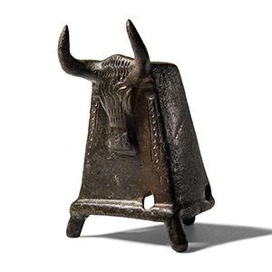Iron Age Celtic Bronze Votive Altar with Bulls Head