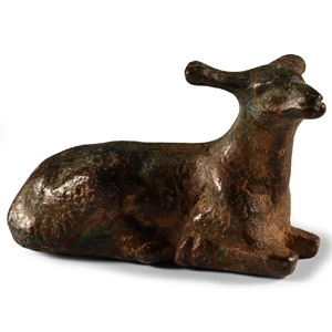 Roman Bronze Lying Doe Statuette