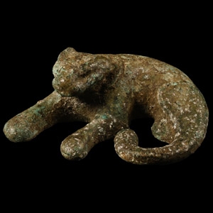Roman Bronze Laying Panther Statuette