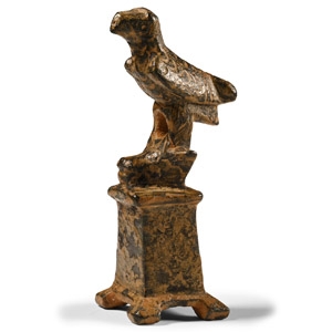 Roman Bronze Eagle on Bulls Head Statuette