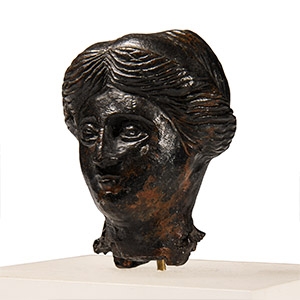 Roman Bronze Head of a Goddess