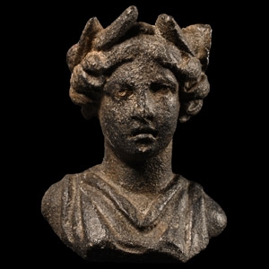 Roman Bronze Statuette Head of Apollo