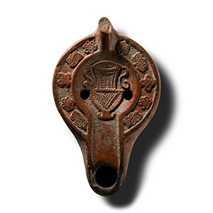 Roman Redware Oil Lamp with Amphora