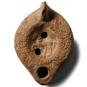 Roman Buffware Oil Lamp with Horse and Rider