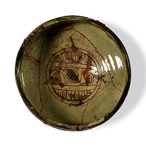 Byzantine Green-Glazed Sgraffito Footed Bowl
