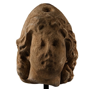 Roman Marble Head of Mithras Wearing a Phrygian Cap