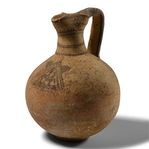 Cypriot Eyed Trefoil-Mouthed Pottery Jug with Geometric Motif