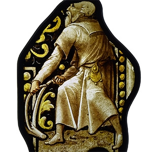 Medieval Stained Glass Panel with Ploughman