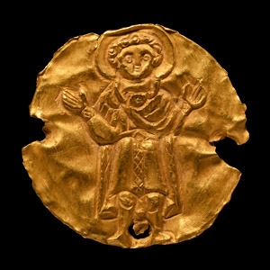 Byzantine Gold Roundel of a Standing Saint