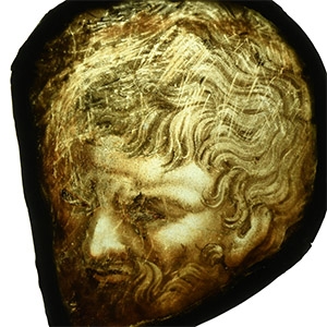 Medieval Stained Glass Panel of a Bearded Man