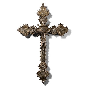 Spanish Silver-Gilt Cross with Corpus Christi