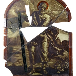 Medieval Stained Glass with Saint Simon the Zealot