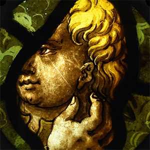Medieval Stained Glass with Head of a Blond Youth
