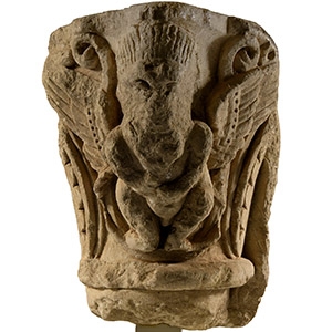 Medieval Marble Capital with Winged Demon