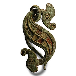 Iron Age Celtic Enamelled Bronze Dragonesque Brooch