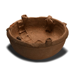 Western Asiatic Pottery Bowl with Two Idols