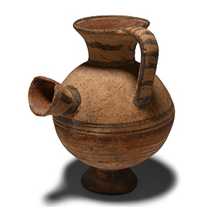 Cypriot Bichrome Ware Pottery Feeder Flask
